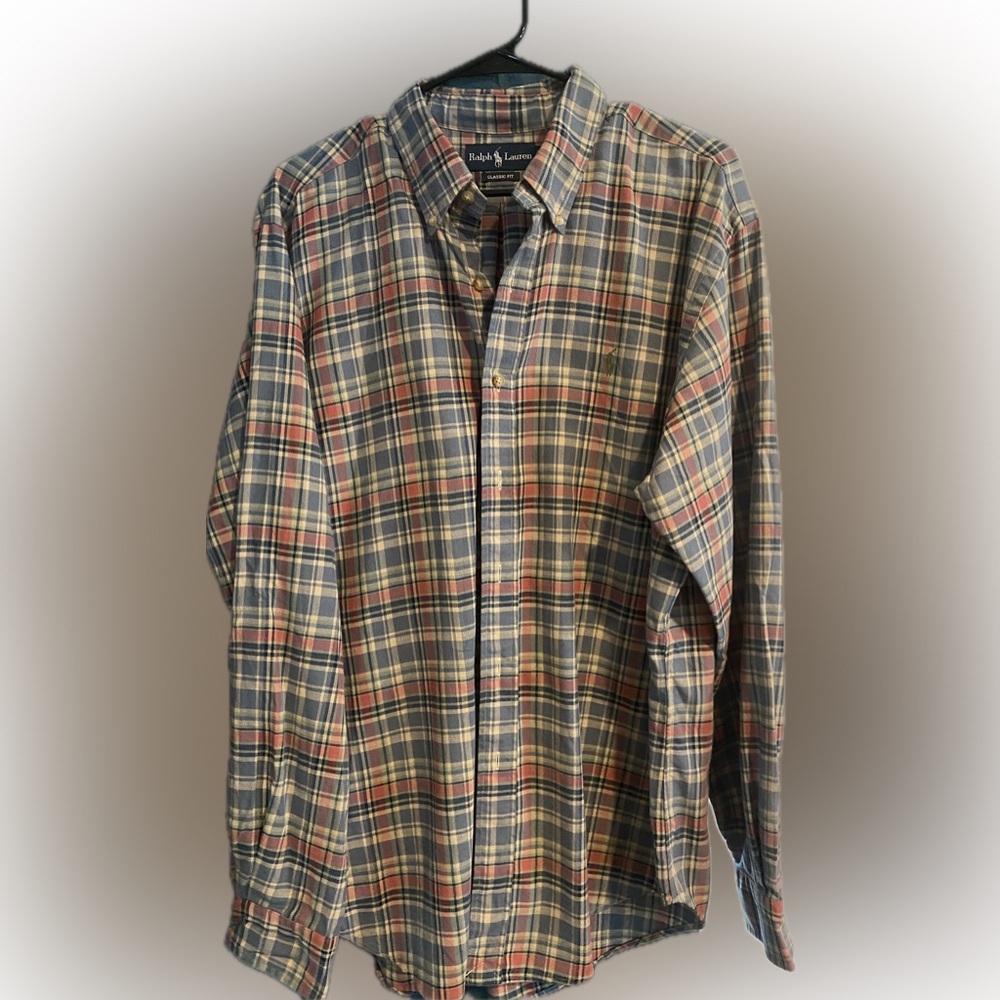Ralph Lauren Blue and Pink Plaid Shirt